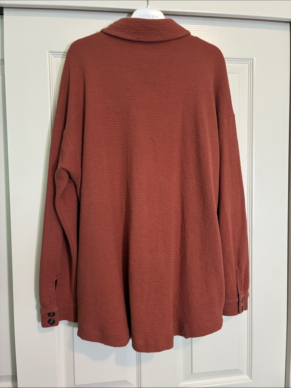 Women’s Madewell Rust Textured Waffle Button-Front Knit Shirt/Jacket - Picture 4 of 8